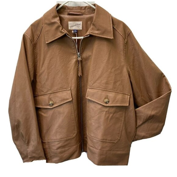 Universal Thread Hoods Co. Womens Golden Pretzel Faux Leather Zip Jacket-XXL - Picture 1 of 12